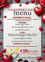 Golf Club Valentines day Menu