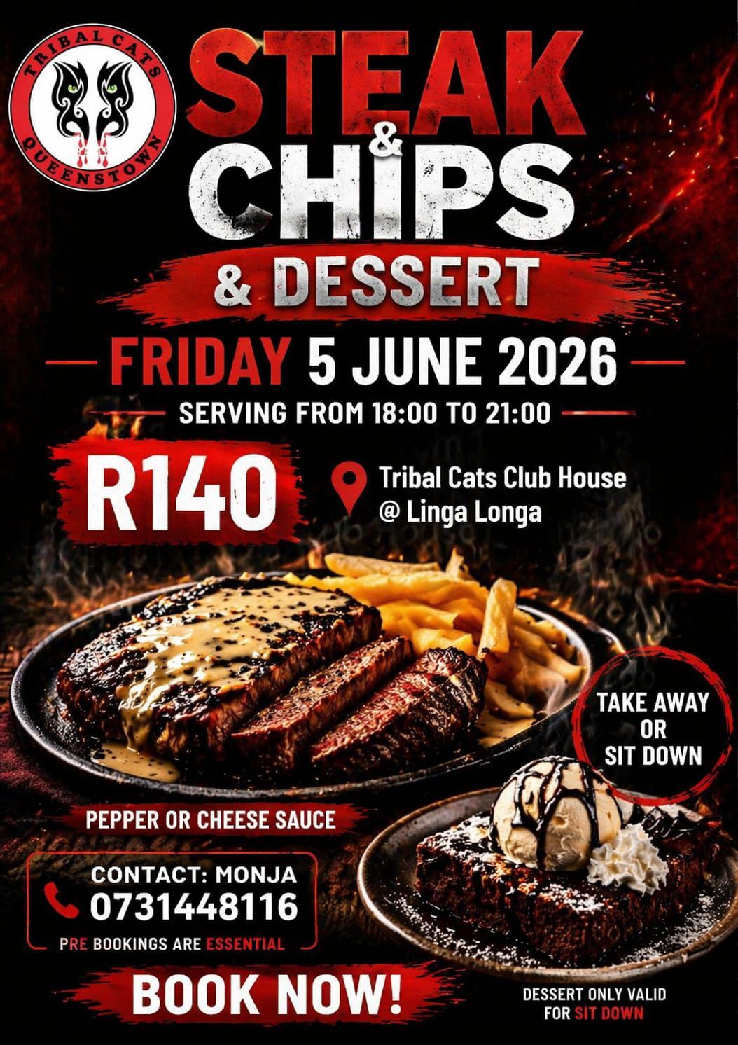 Tribal Cats Steak and Chips