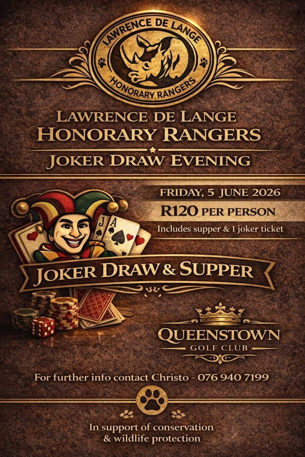Lawrence de Lange Honorary Rangers Joker Draw Evening